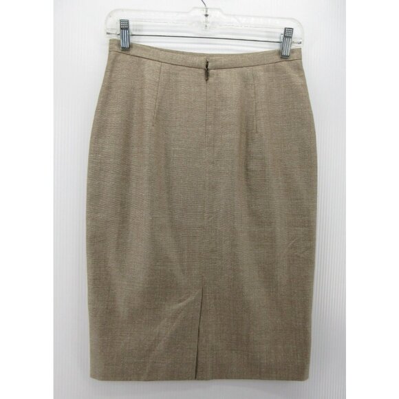 Max Mara Skirt 4 Virgin Wool Silk Straight Pencil Tweed Slit Italy - Picture 4 of 6